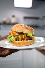 hamburger on a plate