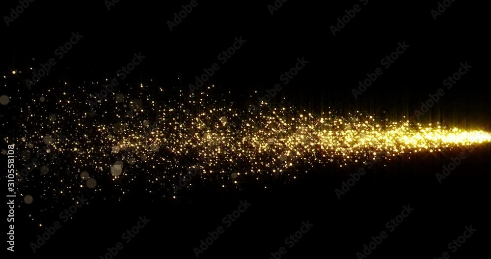 Aufkleber golden glitter light tail, sparkling shining comet trace with glare effect. gold glittering magic sh