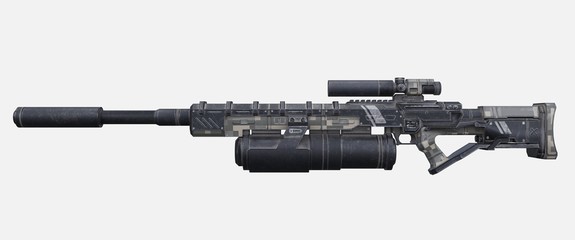Science fiction military laser gun. © Vanitjan
