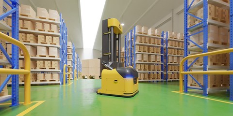 AGV Forklift Trucks-Transport More with Safety in warehouse. © Vanitjan