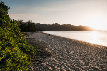 Magnetic island, Australia: Horseshoe bay beach during sunset, beautiful colourful sky, no people