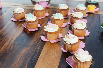 Mini cakes decorated for reception.