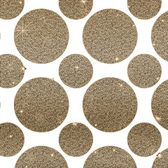 Gold glitter polka dots on white seamless backdrop