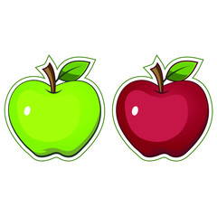 Green and Red Apple Vector - Graphic Design and Illustration