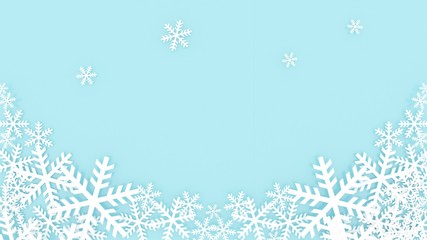 Fototapeta na wymiar 3d rendering, 3d illustrator, Ice snowflake frame. Christmas and New Year festivals,