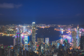 Fototapeta na wymiar Hong Kong city skyline at night. View from Victoria peak