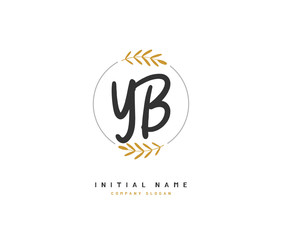 Y  B YB Beauty vector initial logo, handwriting logo of initial signature, wedding, fashion, jewerly, boutique, floral and botanical with creative template for any company or business.