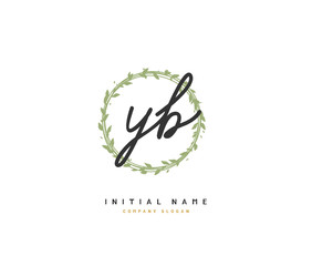 Y  B YB Beauty vector initial logo, handwriting logo of initial signature, wedding, fashion, jewerly, boutique, floral and botanical with creative template for any company or business.