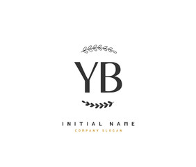Y  B YB Beauty vector initial logo, handwriting logo of initial signature, wedding, fashion, jewerly, boutique, floral and botanical with creative template for any company or business.