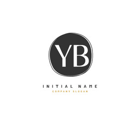 Fototapeta premium Y B YB Beauty vector initial logo, handwriting logo of initial signature, wedding, fashion, jewerly, boutique, floral and botanical with creative template for any company or business.