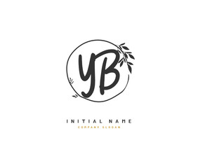 Y  B YB Beauty vector initial logo, handwriting logo of initial signature, wedding, fashion, jewerly, boutique, floral and botanical with creative template for any company or business.