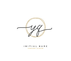 Y Q YQ Beauty vector initial logo, handwriting logo of initial signature, wedding, fashion, jewerly, boutique, floral and botanical with creative template for any company or business.