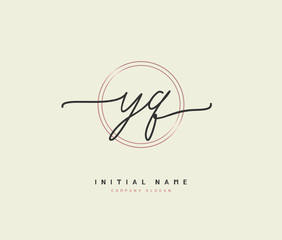 Y Q YQ Beauty vector initial logo, handwriting logo of initial signature, wedding, fashion, jewerly, boutique, floral and botanical with creative template for any company or business.