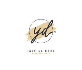 Y D YD Beauty vector initial logo, handwriting logo of initial signature, wedding, fashion, jewerly, boutique, floral and botanical with creative template for any company or business.