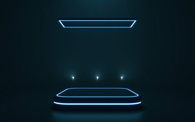 Futuristic pedestal for display, latform for design, Blank podium for product. 3d rendering