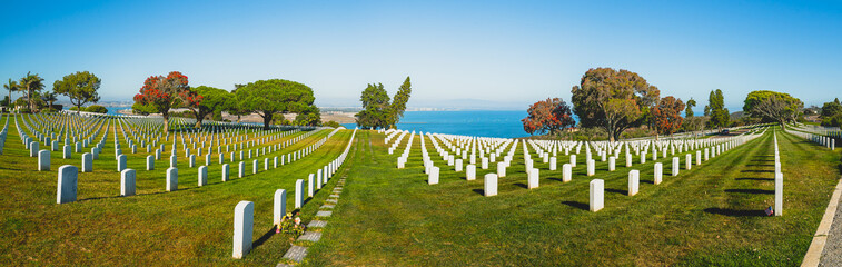 San Diego, California/USA - August 13, 2019  Fort Rosecrans National Cemetery, a federal military...