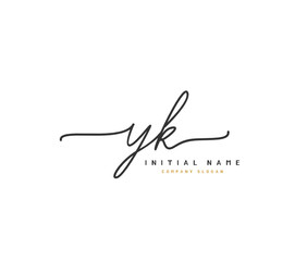 Y K YK Beauty vector initial logo, handwriting logo of initial signature, wedding, fashion, jewerly, boutique, floral and botanical with creative template for any company or business.