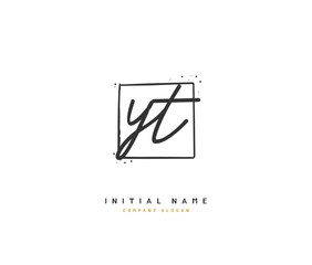 Y T YT Beauty vector initial logo, handwriting logo of initial signature, wedding, fashion, jewerly, boutique, floral and botanical with creative template for any company or business.
