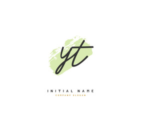 Y T YT Beauty vector initial logo, handwriting logo of initial signature, wedding, fashion, jewerly, boutique, floral and botanical with creative template for any company or business.