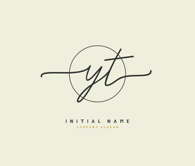 Y T YT Beauty vector initial logo, handwriting logo of initial signature, wedding, fashion, jewerly, boutique, floral and botanical with creative template for any company or business.
