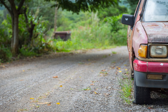 The Old Truck Flat Tire And The Way To The Forest