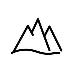 Mountain icon vector. A thin line sign. Isolated contour symbol illustration