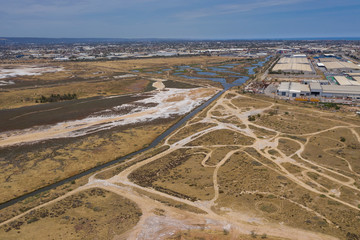 Aerial view of an industrial zone in the Port Adelaide area of South Australia