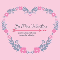 Elegant frame, ornate blooms flower, for card design be mine unique. Vector