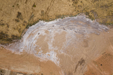 Aerial view of sand patterns on the surface of the earth