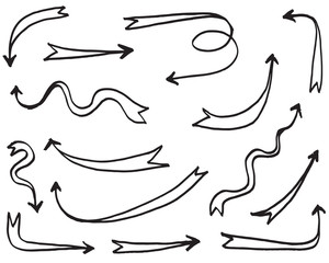 hand drawn arrows vector with doodle style isolated on white background