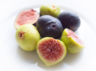 Fresh figs on the white background