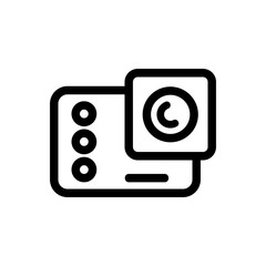 Action camera icon vector. A thin line sign. Isolated contour symbol illustration