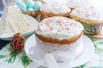 Hand made Easter cakes. Orthodox Easter celebration