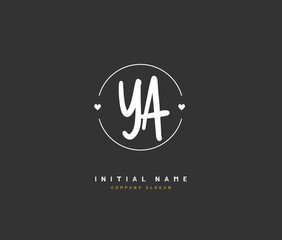 Y A YA Beauty vector initial logo, handwriting logo of initial signature, wedding, fashion, jewerly, boutique, floral and botanical with creative template for any company or business.