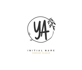 Y A YA Beauty vector initial logo, handwriting logo of initial signature, wedding, fashion, jewerly, boutique, floral and botanical with creative template for any company or business.