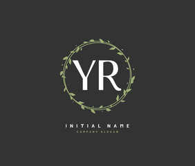Y R YR Beauty vector initial logo, handwriting logo of initial signature, wedding, fashion, jewerly, boutique, floral and botanical with creative template for any company or business.