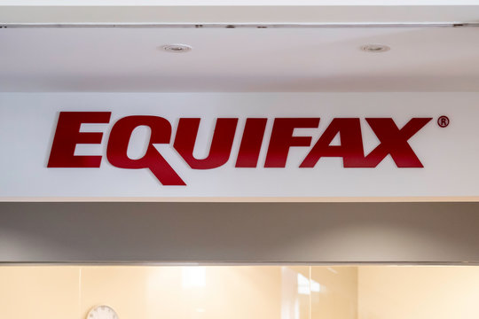 Sign of Equifax at Equifax head office in Toronto on July 31, 2019. Equifax Inc. is a consumer credit reporting agency.
