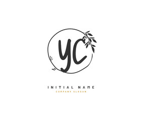 Y C YC Beauty vector initial logo, handwriting logo of initial signature, wedding, fashion, jewerly, boutique, floral and botanical with creative template for any company or business.
