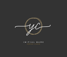 Y C YC Beauty vector initial logo, handwriting logo of initial signature, wedding, fashion, jewerly, boutique, floral and botanical with creative template for any company or business.