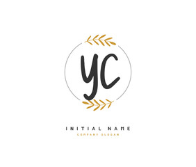 Y C YC Beauty vector initial logo, handwriting logo of initial signature, wedding, fashion, jewerly, boutique, floral and botanical with creative template for any company or business.