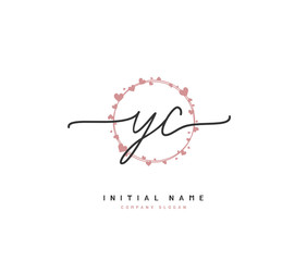 Y C YC Beauty vector initial logo, handwriting logo of initial signature, wedding, fashion, jewerly, boutique, floral and botanical with creative template for any company or business.