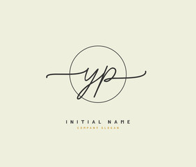 Y P YP Beauty vector initial logo, handwriting logo of initial signature, wedding, fashion, jewerly, boutique, floral and botanical with creative template for any company or business.
