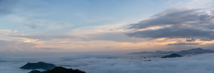 Panorama beautiful view of sea of mist at AyersWeng