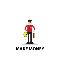businessman make money flat design character vector illustration
