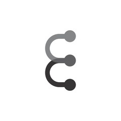 E or CC letter logo design vector