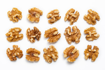 Juglans regia(Walnut) isolated on white background close up.