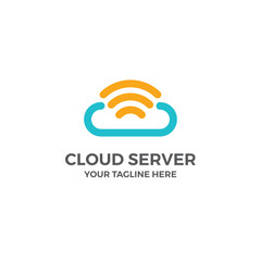 Cloud Wifi Signal Server Vector Illustration Logo
