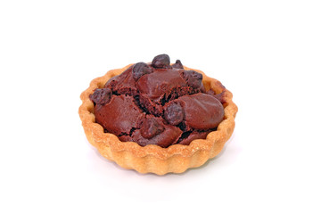 Chocolate tart Isolated on white background.