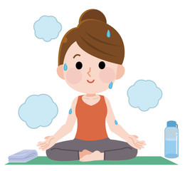 ホットヨガ　安楽座　ポーズ　女性　イラスト