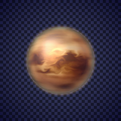 Realistic venus planet isolated on transparent background. Second planet of solar system. Galaxy discovery and exploration. Realistic cosmic vector illustration for school education materials.